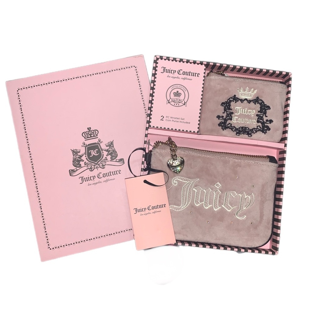 Juicy Couture Blush Pink Heritage Gift Set Wristlet Coin Purse